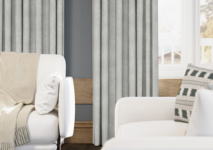 Chenille (Blackout) Eyelet, Stone - Ready Made Curtains - Image 6